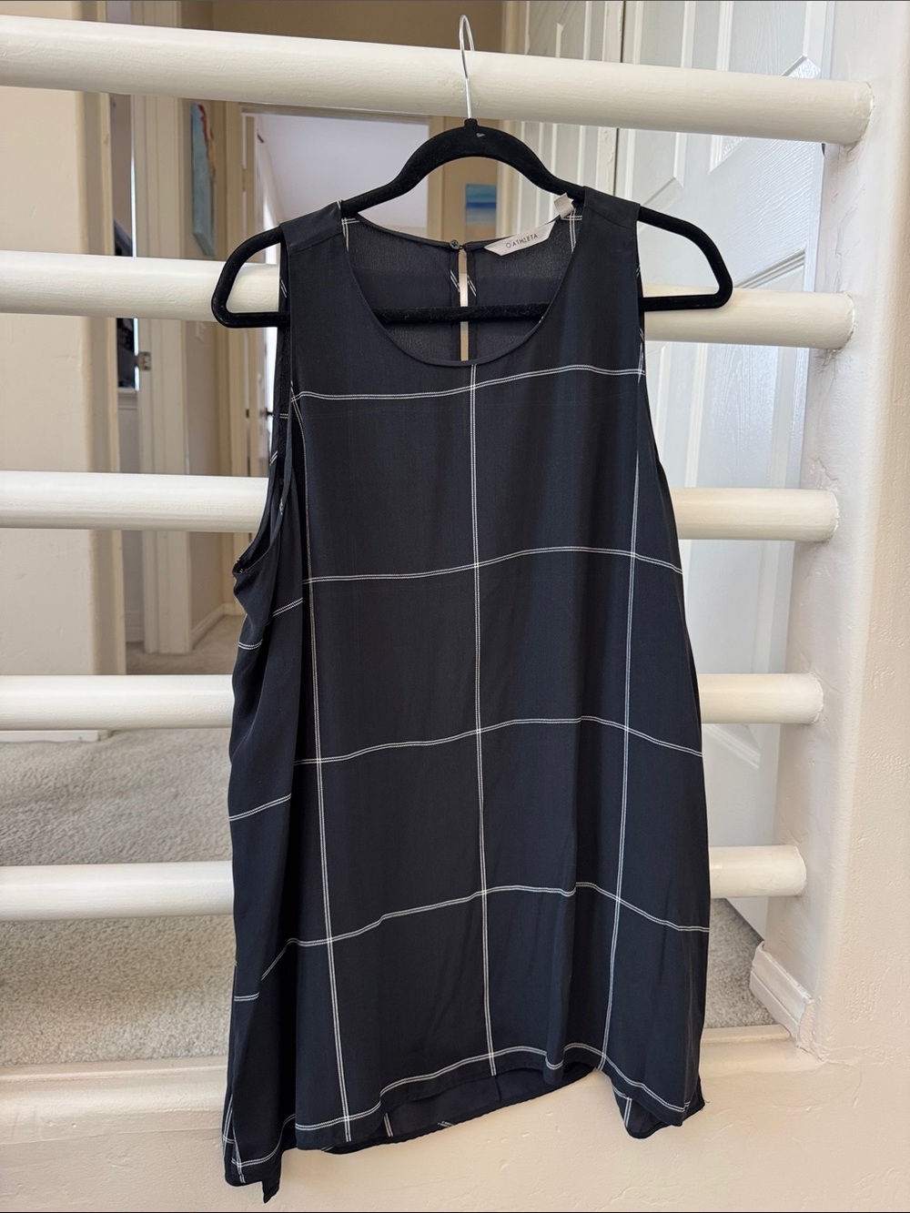 Athleta Black Windowpane Sleeveless Midi Top